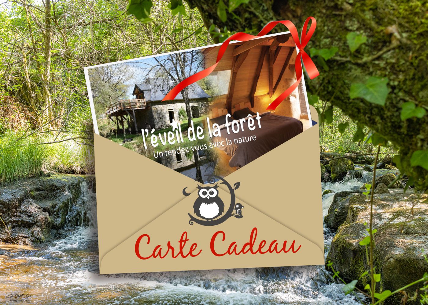 Découvrez la carte cadeau de l’éveil de la forêt, le présent ‘idéal’ pour combler de bonheur un ami, un proche ou un amoureux. Niché au bord de la rivière, oubliez votre quotidien et venez vous ressourcer en plein coeur de la nature._7