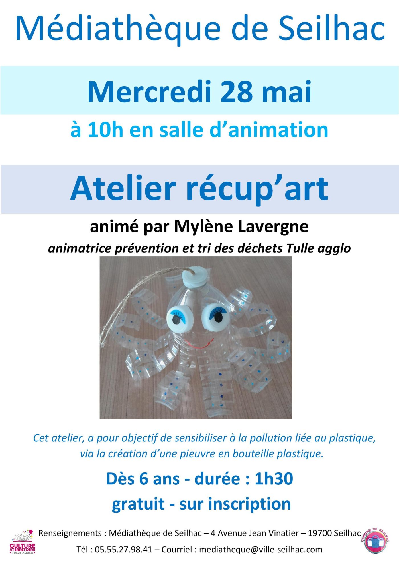 AFFICHE atelier recup art mylene 28 mai 2025