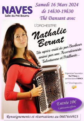 Affiche Thé dansant Nathalie Bernat Naves le 16 mars 2024