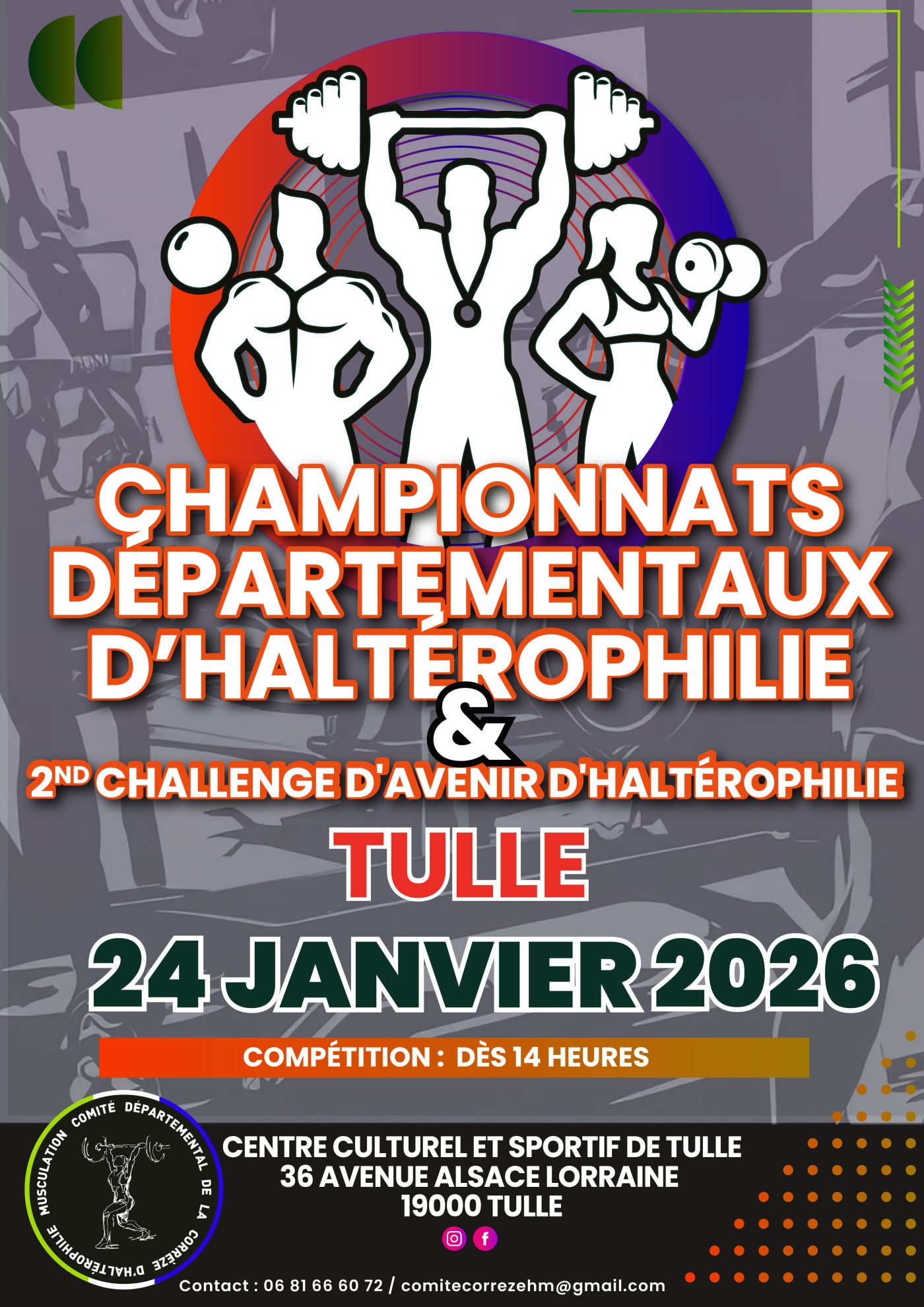 HALTEROPHILIE AFFICHE CHAMPIONNATS DEPARTEMENTAUX 24-01-26